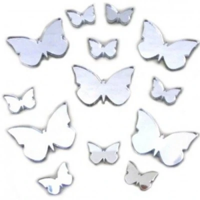 Image of Super Cool Creations Butterfly Mirrors Pack of 20 10, 4cm x 3cm &amp; 2cm 1.5cm