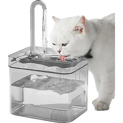 Image of Cat Water Fountain, 1.5L Ultra Silent Automatic Pet USB Charging Drinking Dispenser Bowl Fountain with Filter for Cats Dogs (Clear)