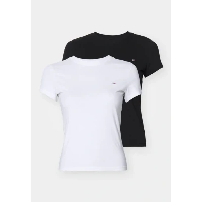 Image of Tommy Jeans Cneck TEE 2 PACK Basic Tshirt, Women&#039;s, Size: 4, Ecru/black