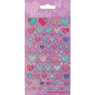 Image of Paper Projects 01.70.04.028 Pattern Hearts Sparkly Reusable Stickers, Pink, 19.5cm x 9.5cm