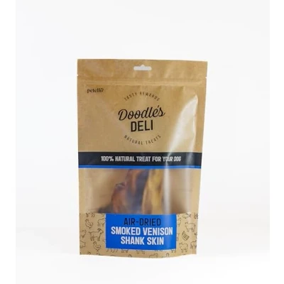 Image of Doodles Deli Air Dried Venison Shank Skin Dog Treats Natural Chew High Protein, Low Fat Long Lasting Dental Treat for Dogs, 50g