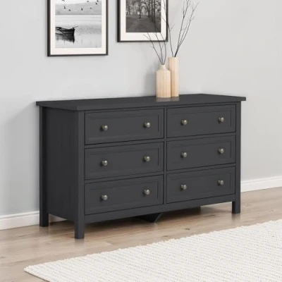 Image of Julian Bowen Maine 6 Drawer Wide Chest, Anthracite, Engineered Wood, One Size