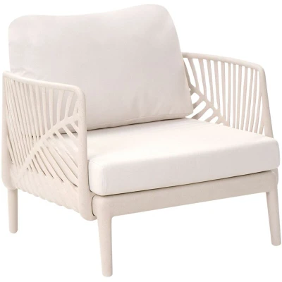 Image of Modern Garden Armchair Synthetic Frame with Light Beige Cushions Saturnia