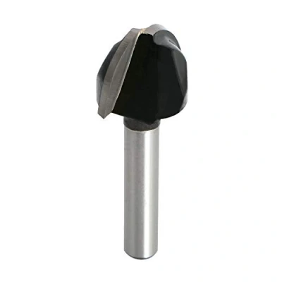 Image of Aopin Core Box Router Bit 5/8&quot; Cutting Dia 1/4&quot; Shank Double Flute Round Nose Tipped Groove Bit, Carbide, Black, Silver, 1Pcs