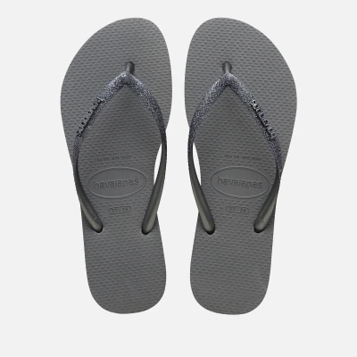 Image of Havaianas Slim Glitter Ii Women&#039;s Design Shiny Finish Summr Sandals (Grey, UK 5)