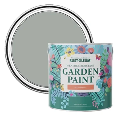 Image of Rust Oleum Grey Mould Resistant Garden Paint In Satin Finish Pitch 2.5L