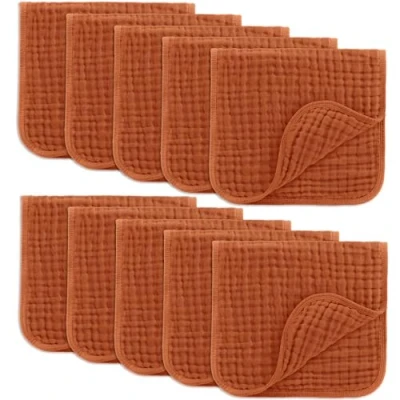 Image of Comfy Cubs Muslin Cloths for Baby, Baby Essentials, Burp Cloths, Squares, 100% Cotton, Hand Washcloths 6 Layers Extra Absorbent and Soft (Garnet, 10 Pack, 50 X 25 CM)
