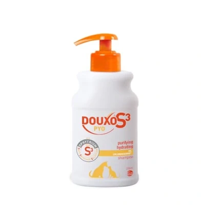 Image of DOUXO S3 PYO Shampoo, Antibacterial &amp; Anti Yeast Shampoo For Dogs Cats, Overgrowth Dogs, Vet Recommended Cat Dog Disinfecting Chlorhexidine 200ml