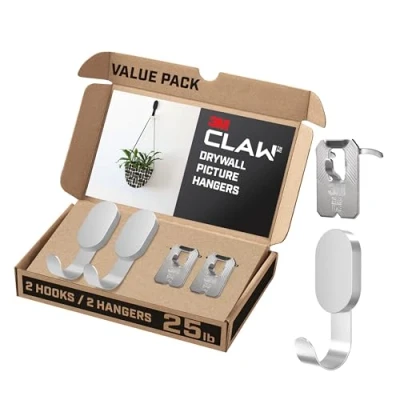 Image of 3M 3DH25SLV 2ESF Claw Hooks, 25 lb, Silver