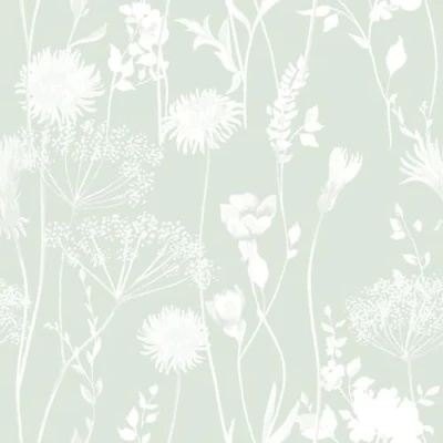 Image of Catherine Lansfield Meadowsweet Floral Wallpaper Green