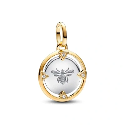 Image of Pandora ME Biene Medaillon Charm aus Sterling Silber mit vergoldeter Metalllegierung und Zirconia, Compatible Moments Arm Benches, 763417C01