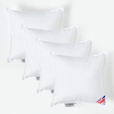 Image of HOMESCAPES 4 Pack Luxury Super Microfibre Cushion Inserts 30cm x (12 12) Perfect Bounce Back and Soft Cover Generously Filled Inner Pads Hypoallergenic Filler Handmade Machine Washable