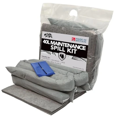 Image of 40L Spill Kit (Maintenance) UK Manufactured, Grey, Absorbs Non Aggressive Oil and Water Based Fluids, For Indoor/Outdoor Use to contain General Liquid Spills, On the go Bag