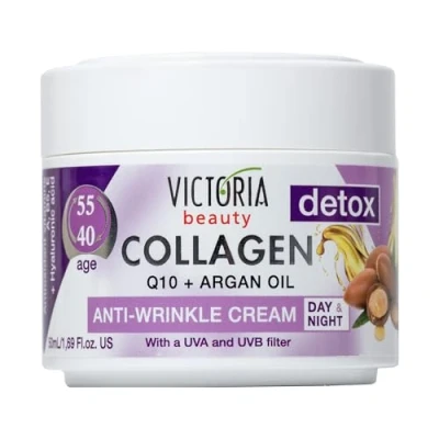 Image of Victoria Beauty Face Cream for Mature Skin (Age 40 55) Day and Night Anti Aging Wrinkle Moisturiser with Collagen, Q10 Argan Oil UVA/UVB Filter, 50ml