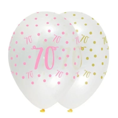 Image of Creative party Clear Print birthday Balloons, 6 70th decorations, premium RB316