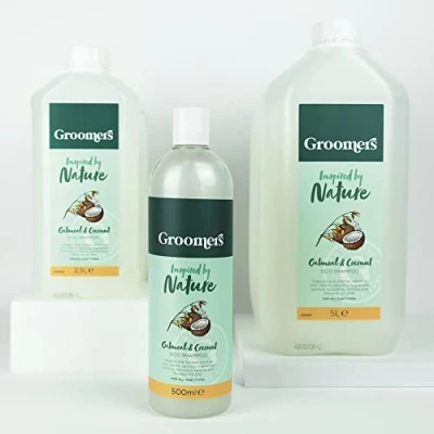 Image of Groomers Simply Naturals Oatmeal &amp; Coconut Dog Shampoo 2.5L Professional Grooming Essentials Moisturises and Enriches Irritated Skin Coats Natural Fragrance