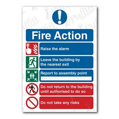 Image of Fire Action Notice 5 Points Sign (Self Adhesive, A5)