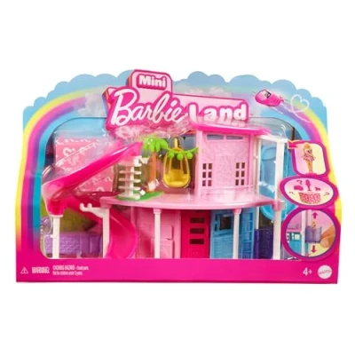 Image of Barbie Mini BarbieLand Doll House Sets, Dreamhouse with Surprise 1.5 inch Doll, Furniture &amp; Accessories, Plus Elevator Pool, 4Y+, HYF45