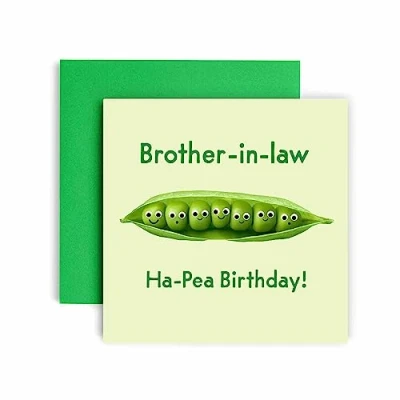 Image of Huxters Birthday Cards for Men Happy Ha Pea Brother In Law Card him Funny Fathers Day Fun 14.8cm (Brother Law)