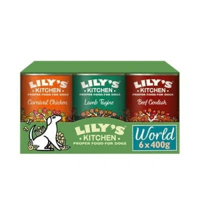 Image of Lily&#039;s Kitchen Dog Wet Tins World Dishes Multipack 6 x 400 g