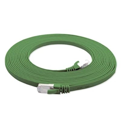 Image of 1aTTack.de 15m green 1 piece CAT.7 Ethernet Gigabit LAN Cable Slim FLAT Network 600 MHz 10000 Mbit/s patchkabel