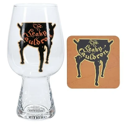 Image of Harry Potter Leaky Cauldron Glass and Coaster Set Officially Licensed Gift for Fans, 550Ml (18 Fl Oz) Paladone