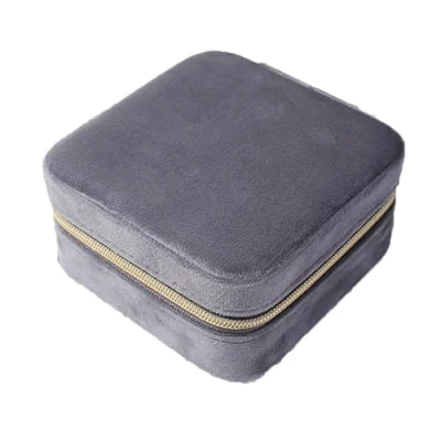 Image of BSLVWG Jewellery Box, Small Travel Organiser Storage Case for Necklace Earrings Bracelets Rings Velvet Leopard Box Organizer,Jewellery Gift Girls Women (Gray)