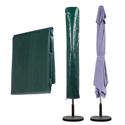 Image of Garden mile Green Waterproof Parasol Umbrella Cover Large Size Rotary Air Dryer Covers Heavy Duty UV Protected Cantilever Protect from Rain, Dust, and Birds (195x47x26 cm)