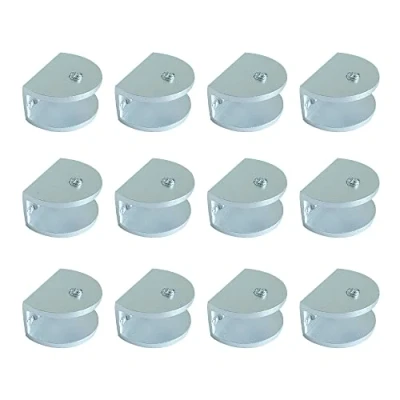 Image of WYAN 12 Pcs Adjustable Glass Shelf Brackets with Screws,Wall Mounted,Aluminum Alloy,Adaptive 10 12MM Thickness Glass(Semicircular)