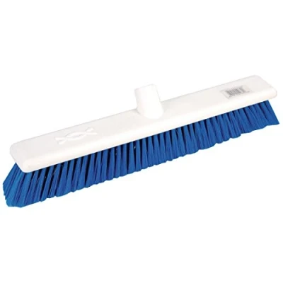Image of Jantex Hygiene Broom Soft Bristle Blue 18In Brush Only Sweeping Cleaning