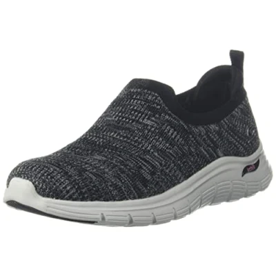 Image of Skechers Women&#039;s 104371 BKPK Trainers, Black Knit/Pink Trim, 7 UK