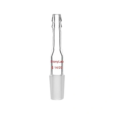 Image of StonyLab Glass Straight Inlet Adapter with 14/20 Male Joint and 10mm Hose Connection Lab Glassware, 1 Pack