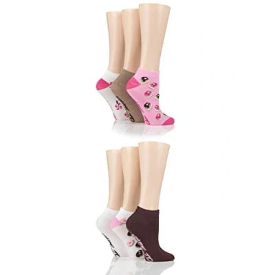 Image of Women&#039;s 6 Pair SOCKSHOP Dare to Wear Patterned and Plain Trainer Socks Treats 4 8