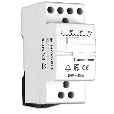Image of Navaris Door Bell Transformer 8V 12V 24V for Wired Doorbell Chimes DIN Rail Mountable 8VA 230V Mains Converter 8/12/24 Volts Output White