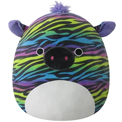Image of Squishmallows 14 Inch Neon Stripe Zebra with Rainbow Mane Plush Add Safiyah to Your Squad, Ultrasoft Stuffed Animal Large Toy, Official Kellytoy