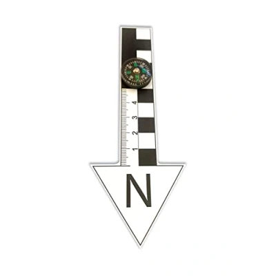 Image of North Arrow with Compass Photo Scale Dibond Ruler 142 mm Length (Compass Centre)