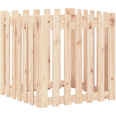 Image of vidaXL Garden Planter with Fence Design 70x70x70 cm Solid Wood Pine