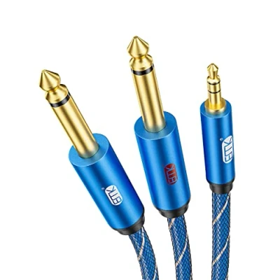 Image of EMK 3.5mm Male TRS to Double 6.35mm 1/4&quot; TS Stereo Audio Cable, 1M 3.5 6.35 Splitter Cord for Home Systems,Laptop,Amplifier,Mixer Recorder,MP3,etc