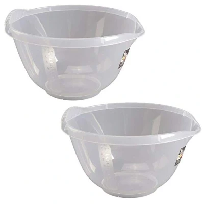 Image of Wham 12181 Cuisine Clear Plastic Mixing Bowl 4 litre 30x28x16cm (2 Bowls)