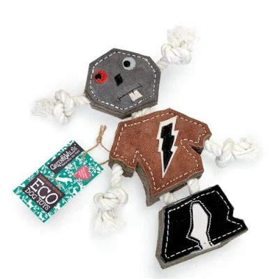 Image of Green &amp; Wilds Eco Friendly Natural Dog Toy I AM A Robot Suede Jute Sustainable Chew