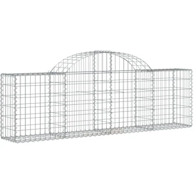Image of vidaXL Arched Gabion Baskets 7 pcs 200x30x60/80 cm Galvanised Iron