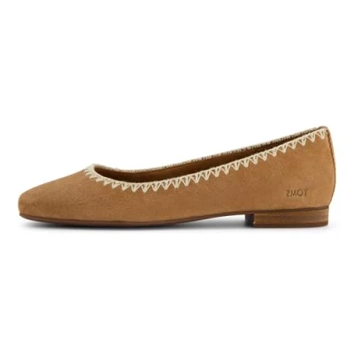 Image of TOMS Women&#039;s Briella Ballet Flat, Brown Sugar Suede/Deco Stitch, 5 UK
