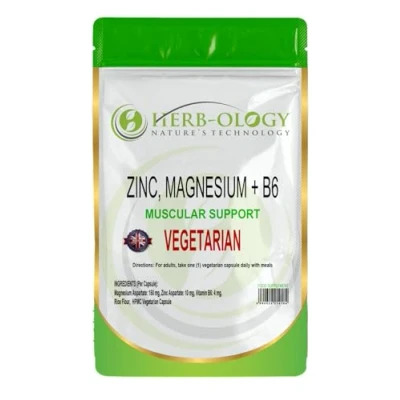 Image of HB Zinc, Magnesium &amp; B6 120 High Strength Capsules 10mg 150mg Aspartate 4mg Vitamin per Capsule Supplements for Men Non GMO Gluten Allergen Filler Free Made in UK
