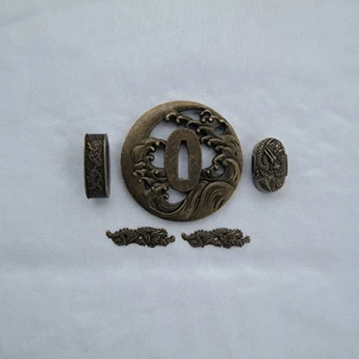 Image of JAPANESE SAMURAI SWORD KOSHIRAE TSUBA FUCHI KASHIRA MENUKI HJ81 HJ95