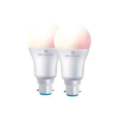 Image of 4lite WiZ Connect A60 Dimmable Multicolour WiFi LED Smart Bulb Bayonet B22, 2 Pack