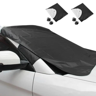 Image of Car Windscreen Cover TWIN PACK Reversible All Seasons Screen Winter &amp; Summer Protects Windshield from Frost, Snow, Ice UV Rays (146x120cm)