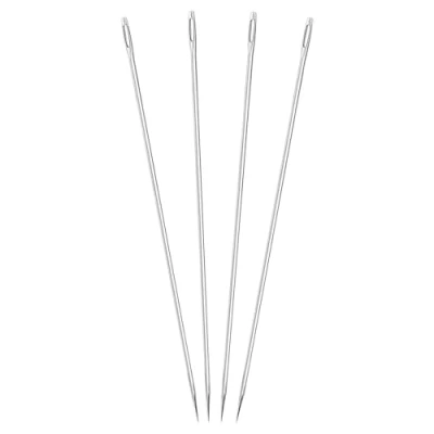 Image of 4 Pcs 12 Inch Upholstery Needles, Large Eye Stitching Needle, Stainless Steel Long Straight Hand Sewing Needle Embroidery Needles for Leather,Tapestry