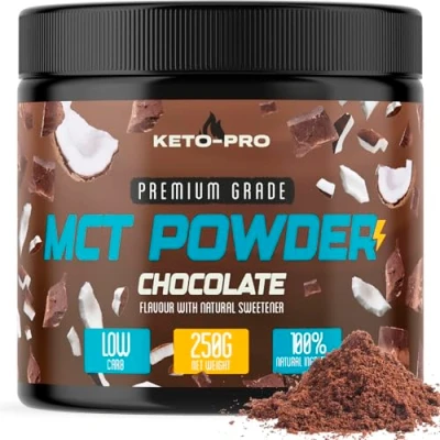 Image of Keto Pro MCT Powder 250g Premium C8 Coffee Creamer Suitable for Paleo &amp; Vegan Diets Gluten Palm Oil Free Pure Caprylic Acid Chocolate