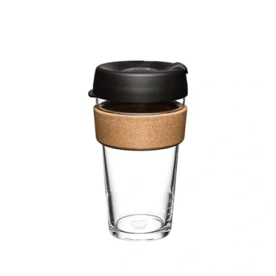 Image of KeepCup Reusable Coffee Cup Brew Tempered Glass and Natural Cork, L 16oz/454ml Black