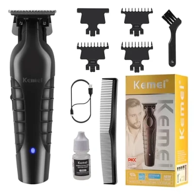 Image of Kemei 2299 Professional Hair Trimmer for Men Electric Clippers Zero Gapped T Blade Outliner Beard Trimmers Barber Cuttings Kit Cordless Gift